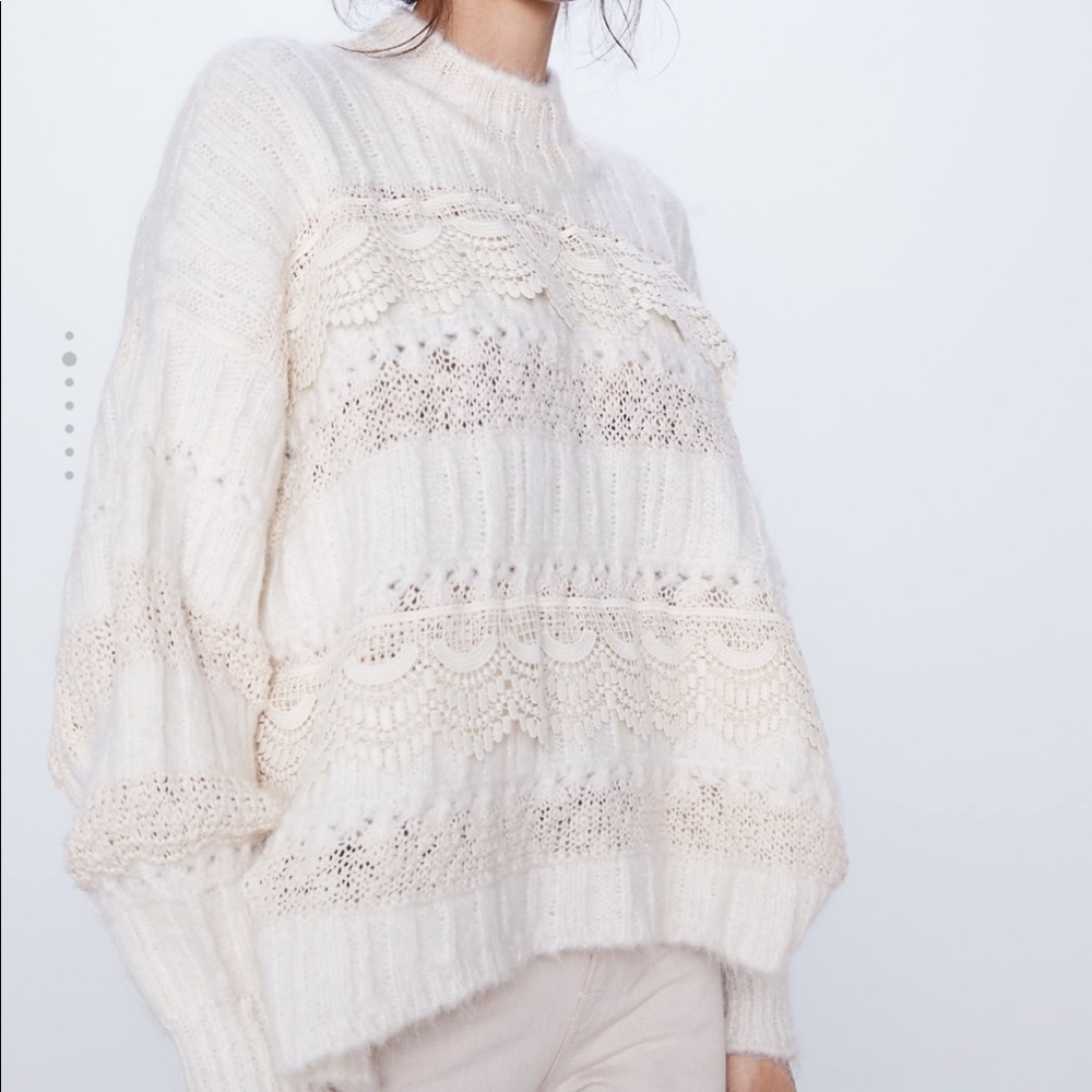 Zara women contrasting mock neck sweater